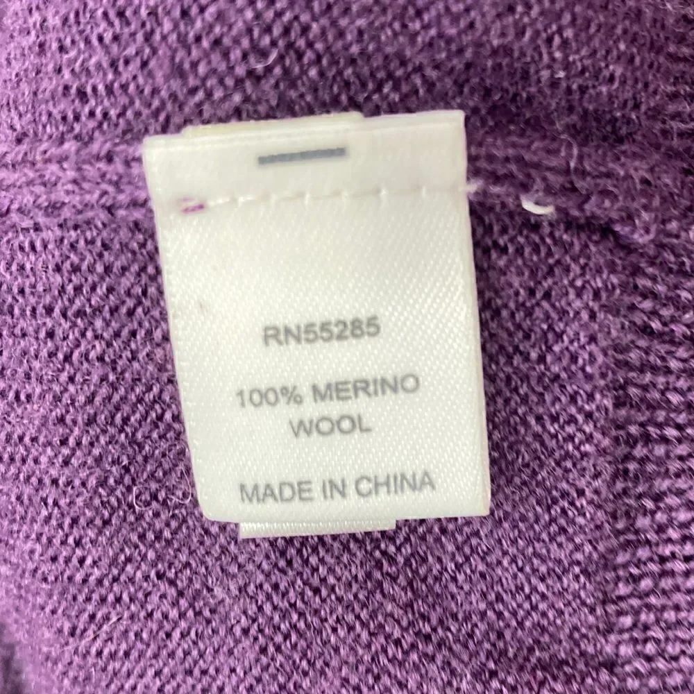 Express Design Studio Italian Merino Wool V Neck Sweater Purple Men's XL